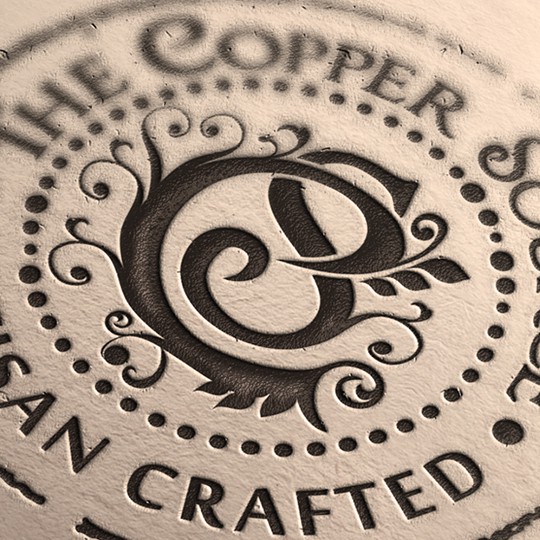 Handmade logo with the title 'Handmade artisan products made from copper'